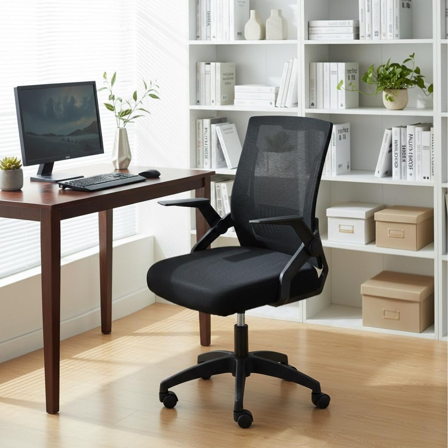 Alivio Mesh Office Chair With Flip-up Armrests - Black