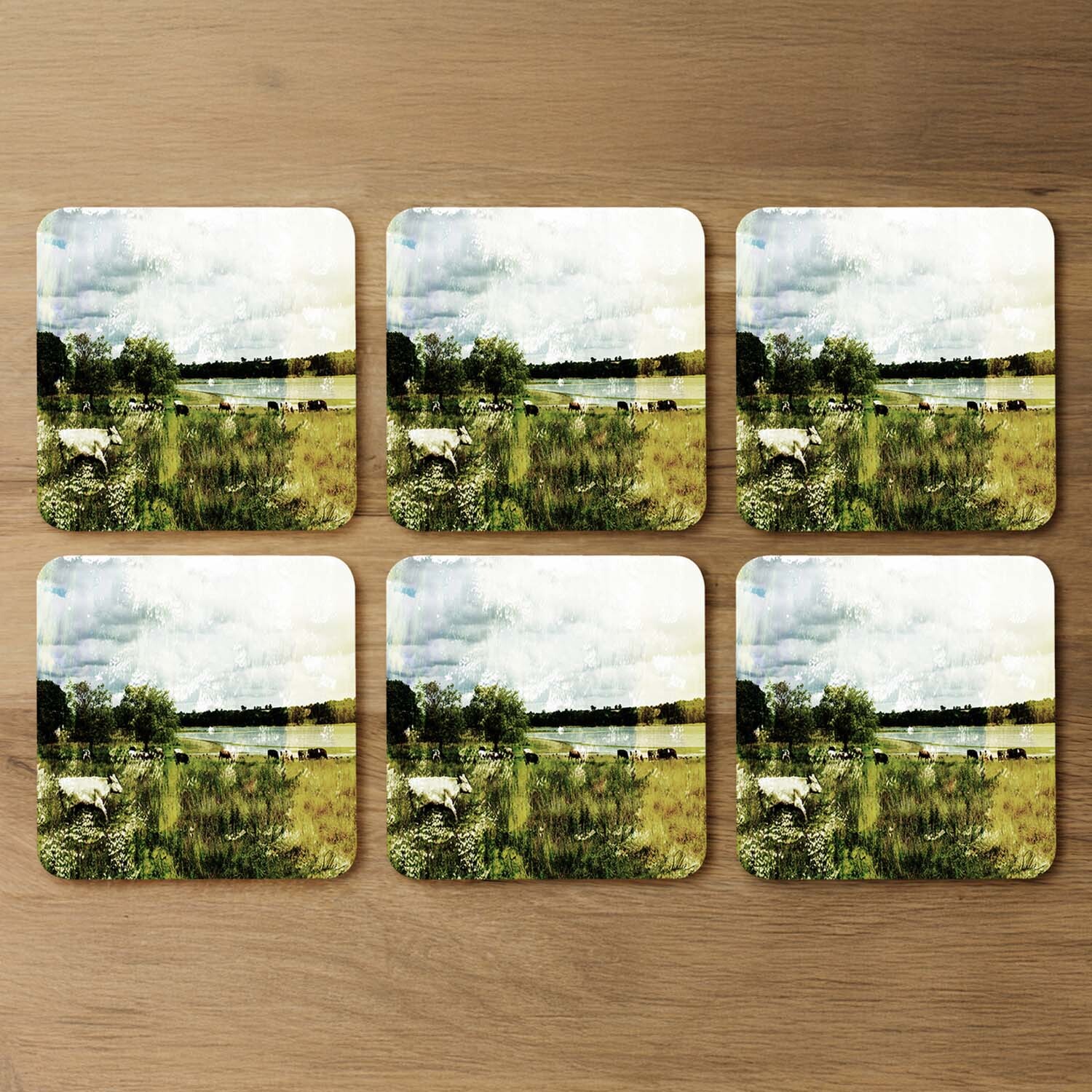 Vintage Cow Coaster - Green