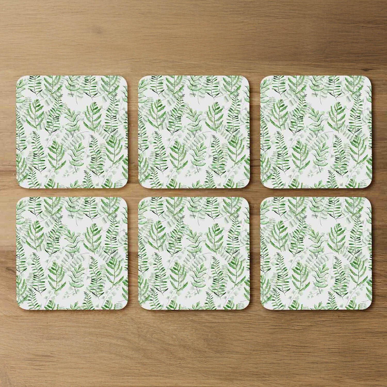 Image of Green Fern Watercolour Coaster Set -&hellip;