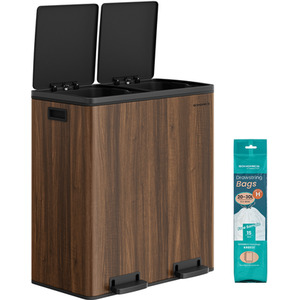 SONGMICS Dual Rubbish Bin, 2 x 8 Gallon (2 x 30 L) Metal Recycling Bin
