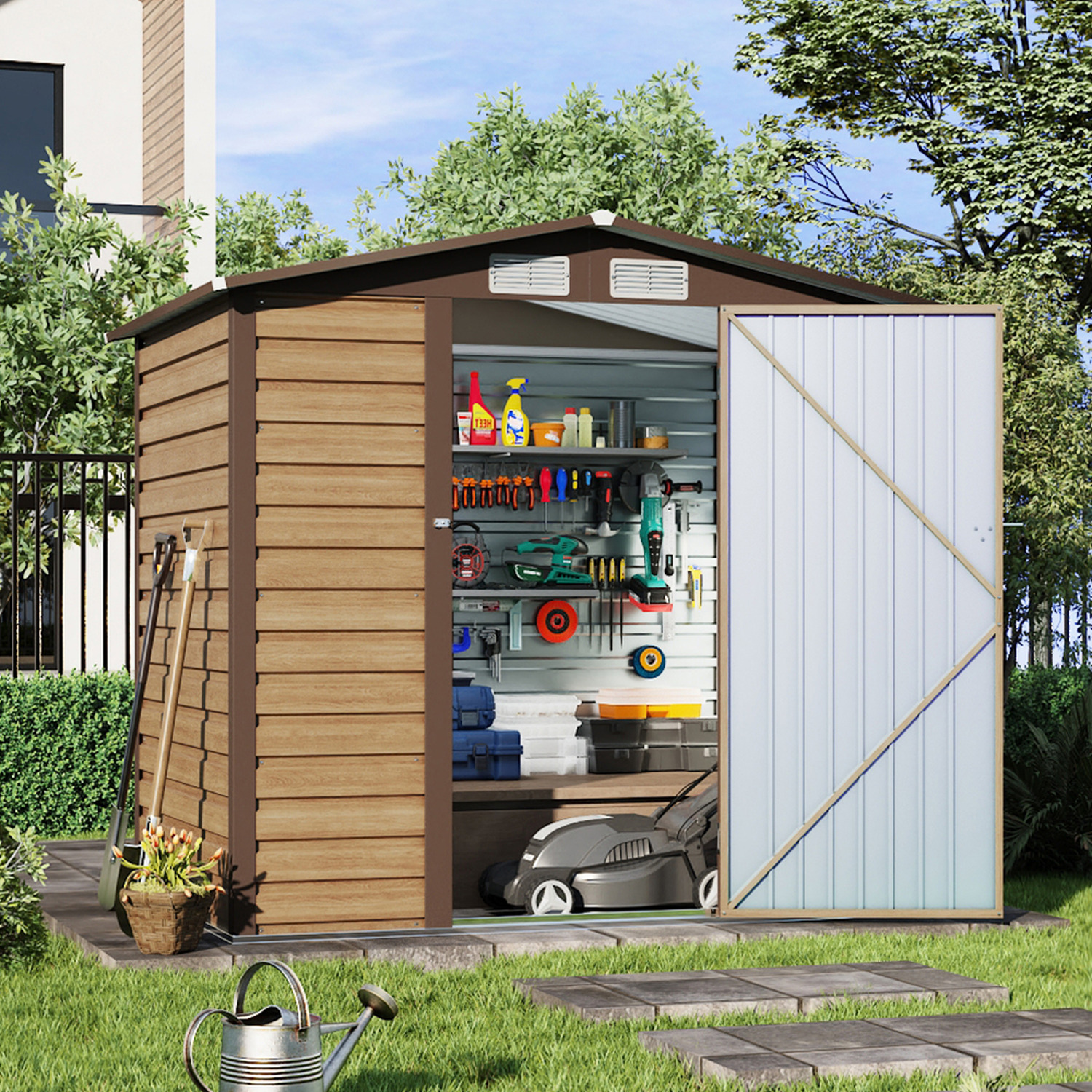 Apex Roof Galvanized Steel Garden Storage Shed