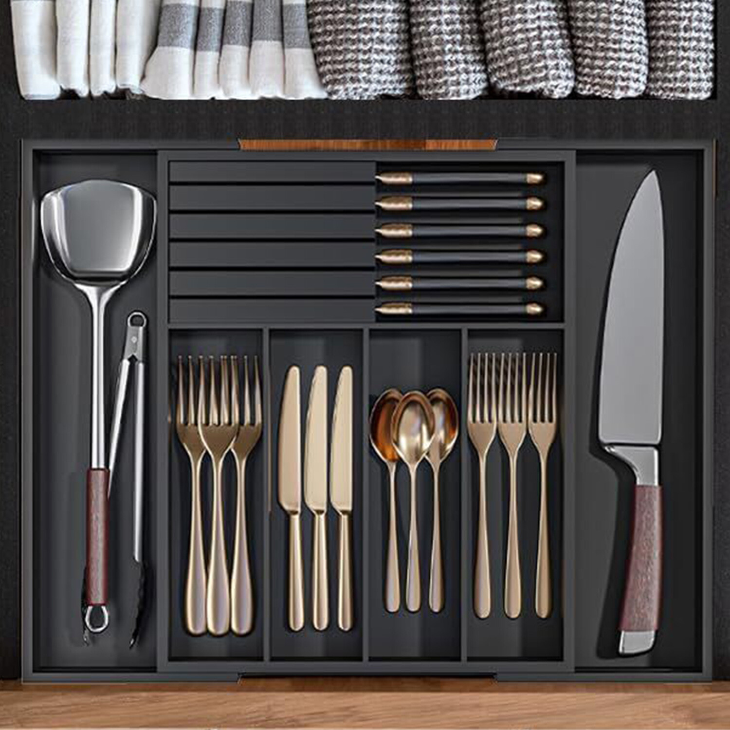 Image of Bamboo Cutlery Tray Organiser Cutlery Tray&hellip;