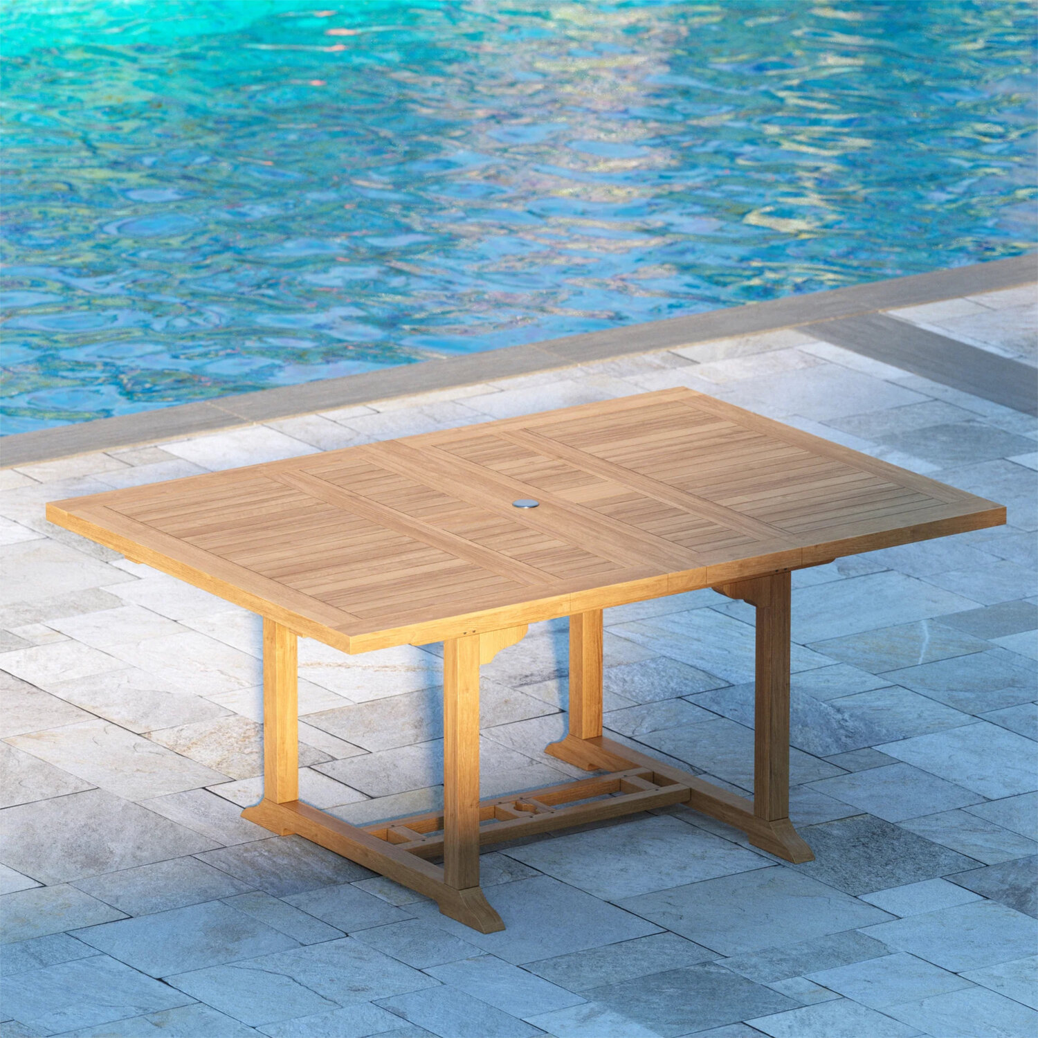 Padstow Teak Garden Dining Table And 6 Seat Chair Set - Teak Table 6 Chairs Black Cushions