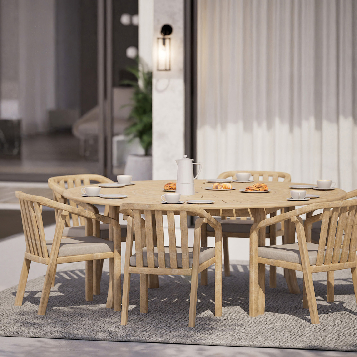 Maris 6-seater Round Dining Table With Wooden Lazy Susan 1500 Mm - Beige