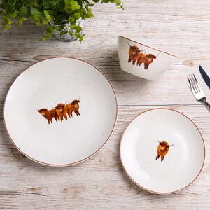 Highland Cow 12 Piece Dinner Set