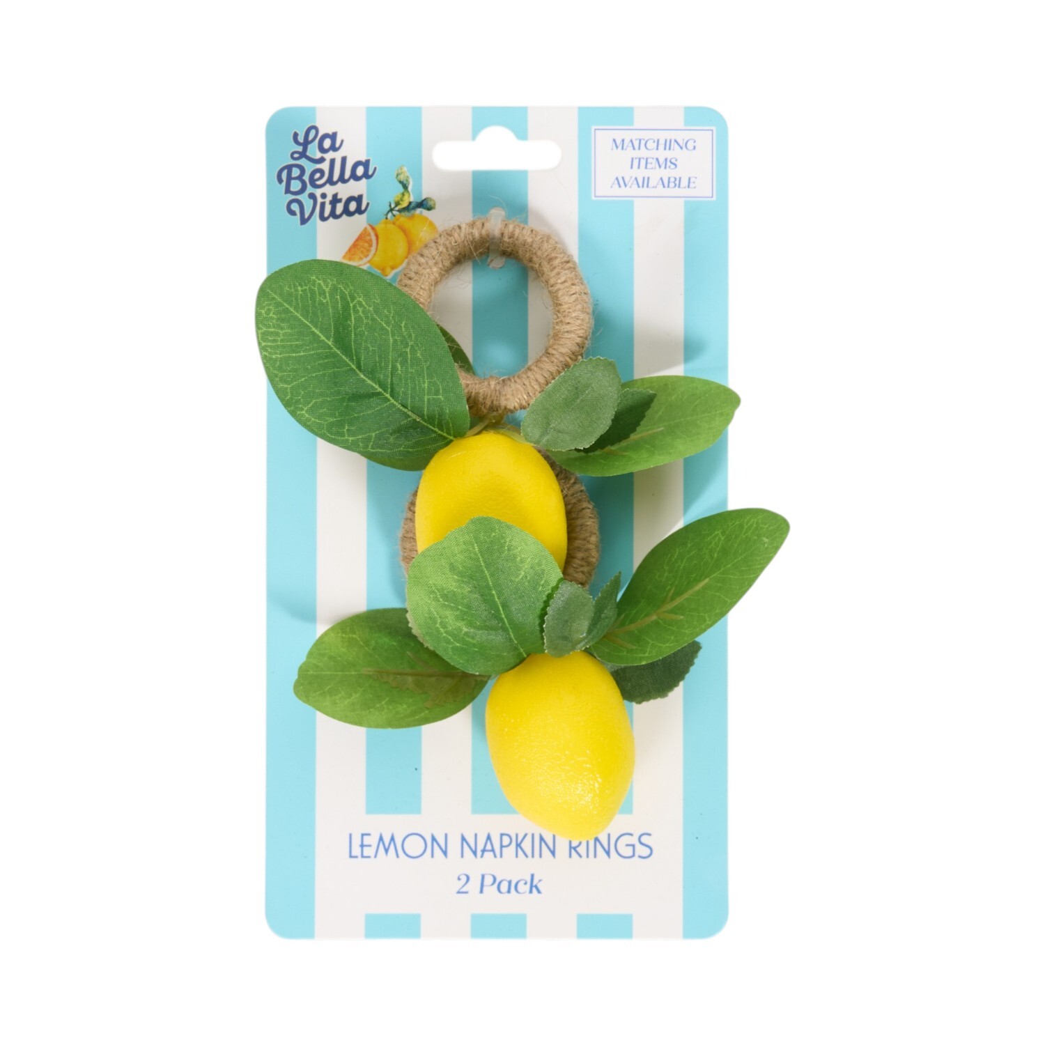 Pack of 2 Lemon Napkin Rings - Yellow