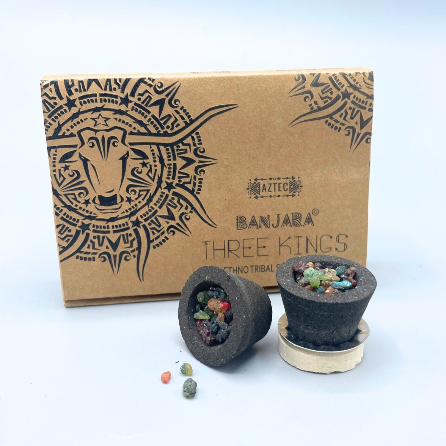 Three Kings Banjara Resin Cups, Handmade, Eco Friendly Smudge Cups - Multi
