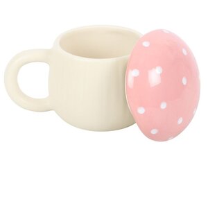 Pink Mushroom Ceramic Mug Woodland Toadstool Design