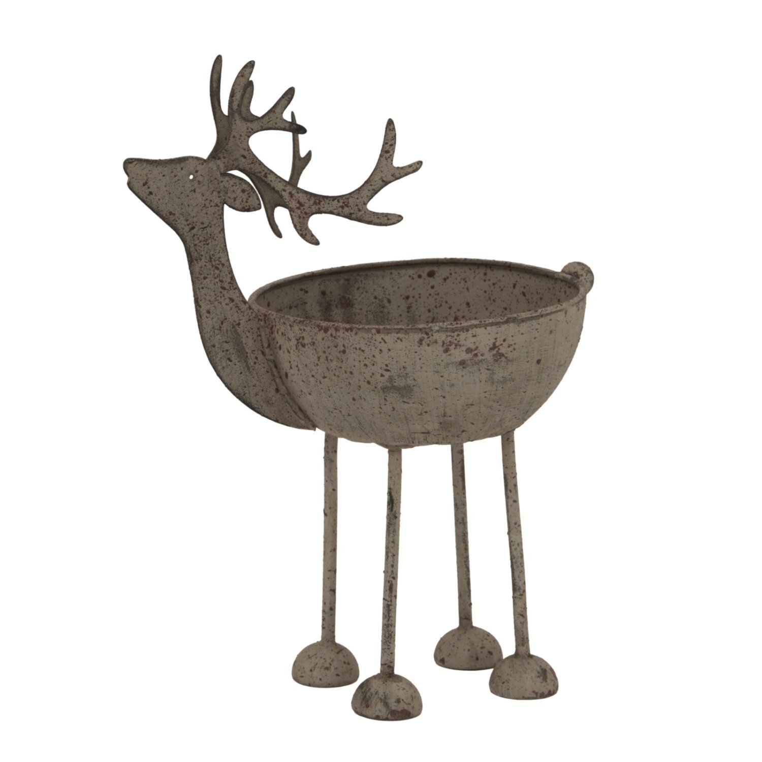 Image of Rustic Metal Reindeer Bowl Handcrafted Decor&hellip;