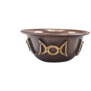 Antique Copper Ritual Bowl with Triple Moon Meditation  Incense