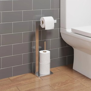 Square Chrome Freestanding Toilet Roll Holder