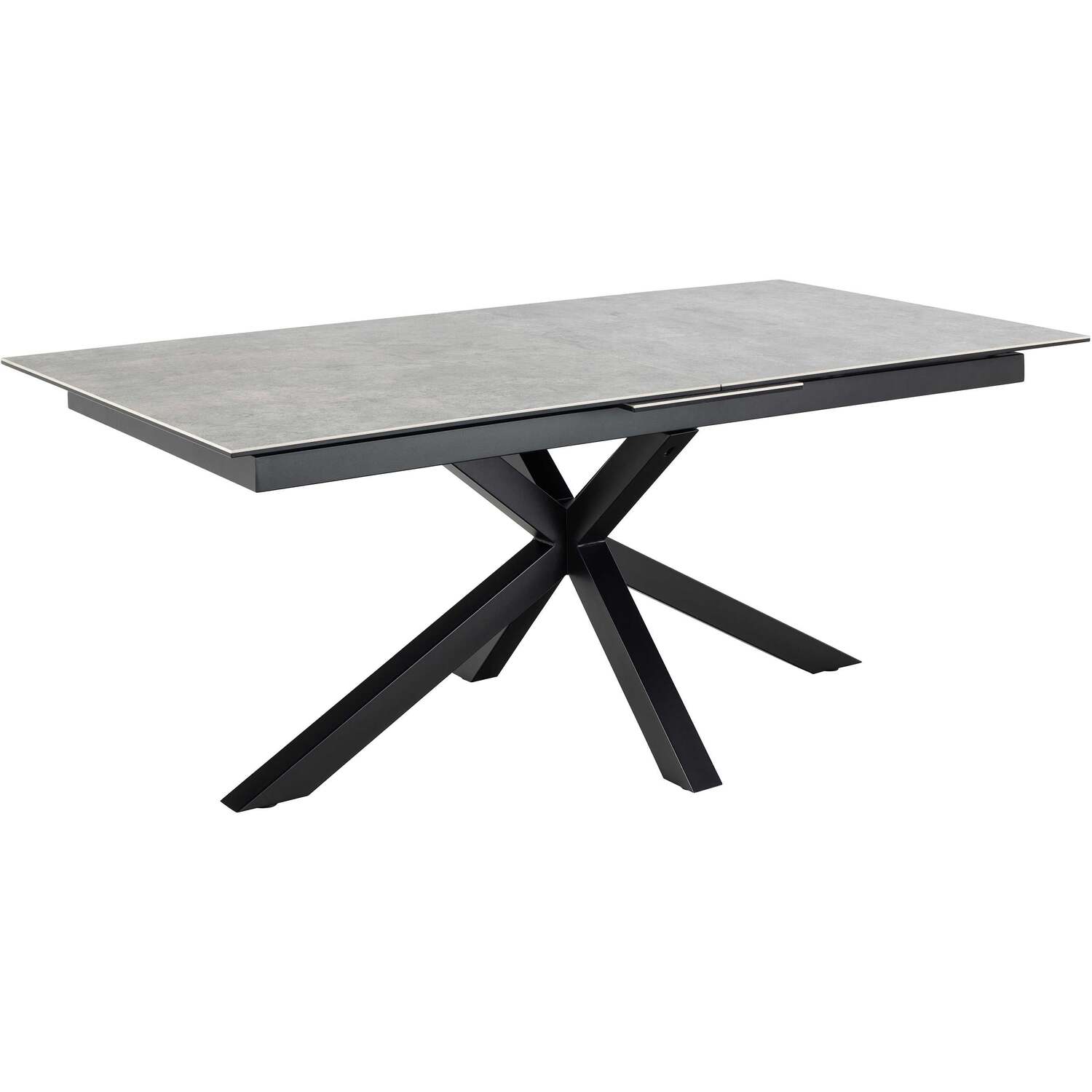 Wyld Haus Perth Extendable Dining Table 200-240 cm Grey Ceramic, Black Cross Base - Grey