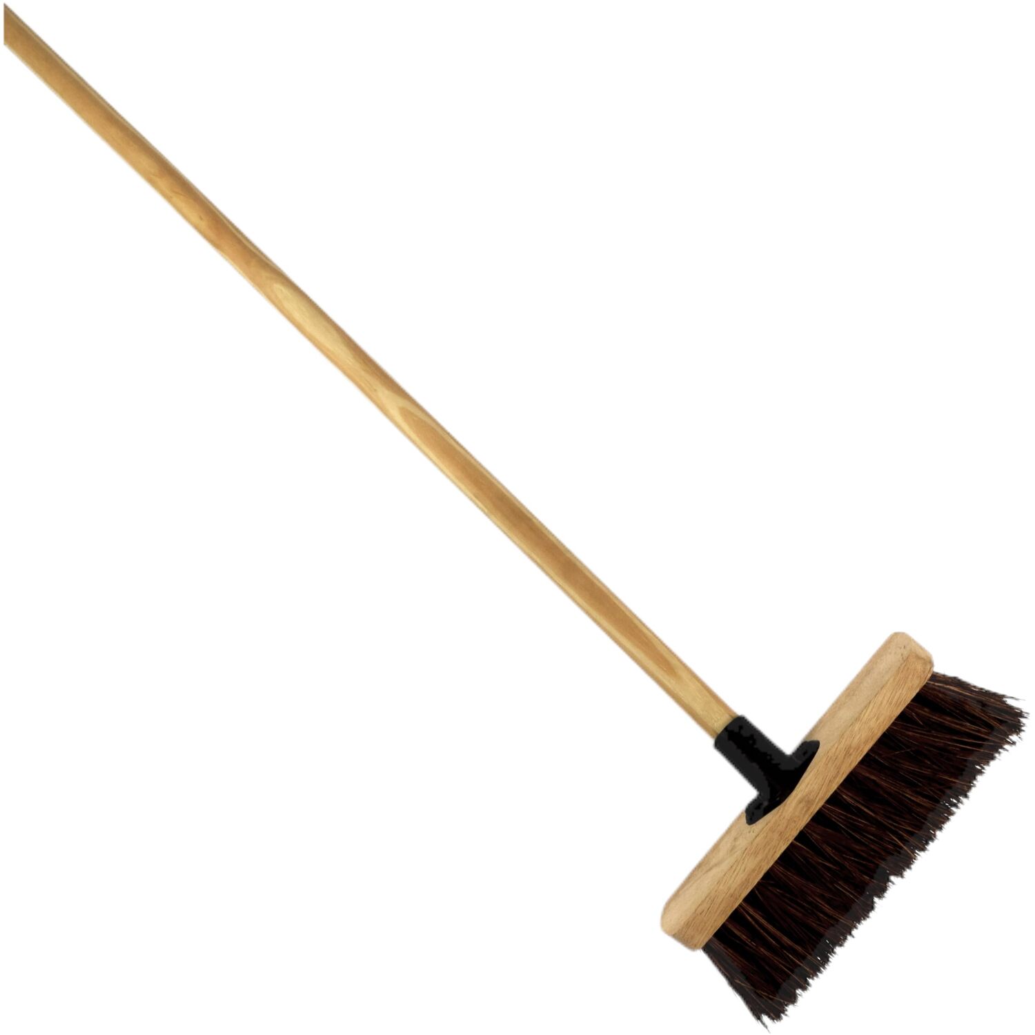 Soladirect 10-Inch Bassine Broom With Wooden Handle - Heavy-Duty Outdoor Sweeper - Brown