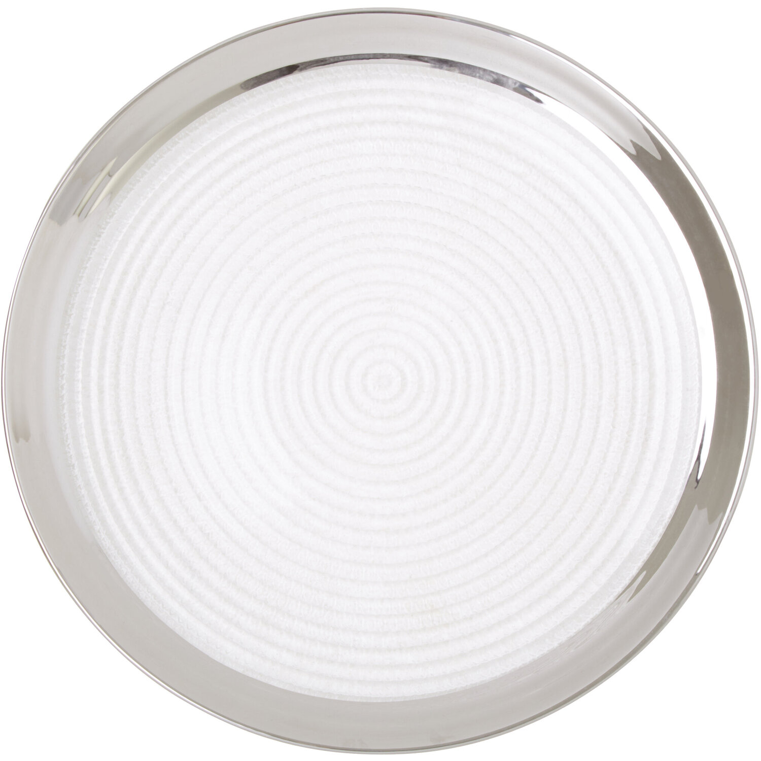 Ida Embossed Glass Coupe Dinner Plate with Silver Rim - Silver