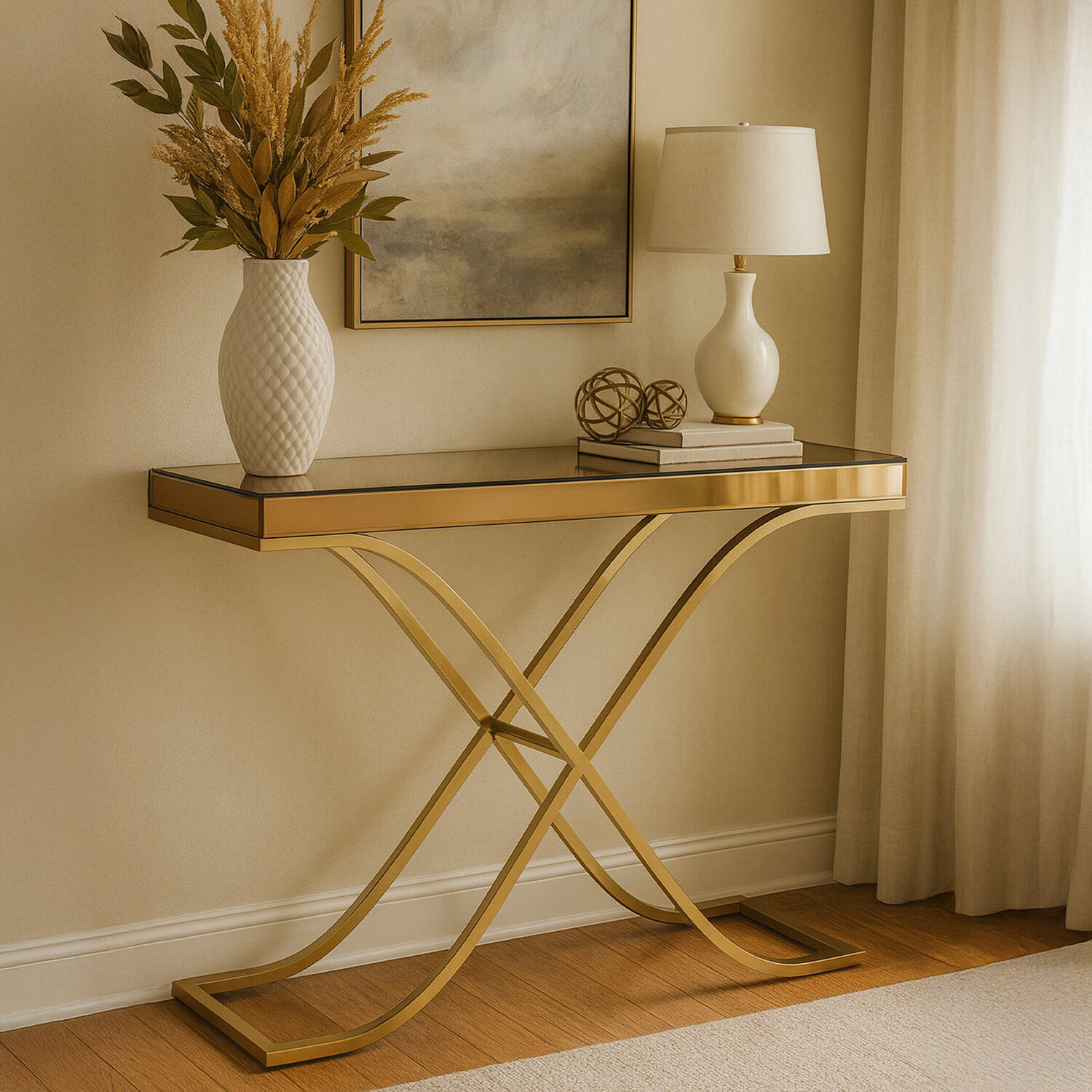 Kensington Townhouse Brown Console Table - Gold