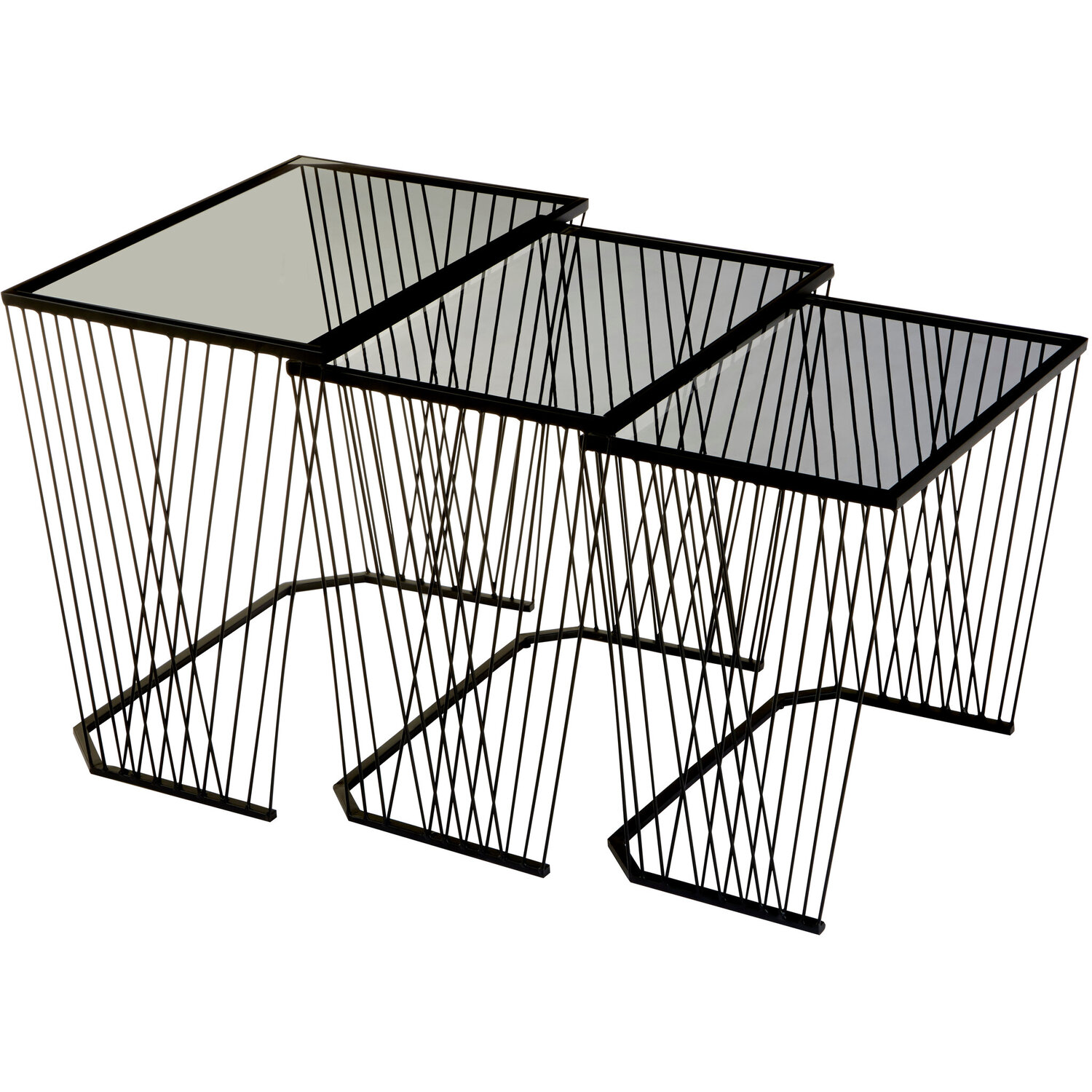 Trento Black Set Of 3 Nesting Side Tables - Black