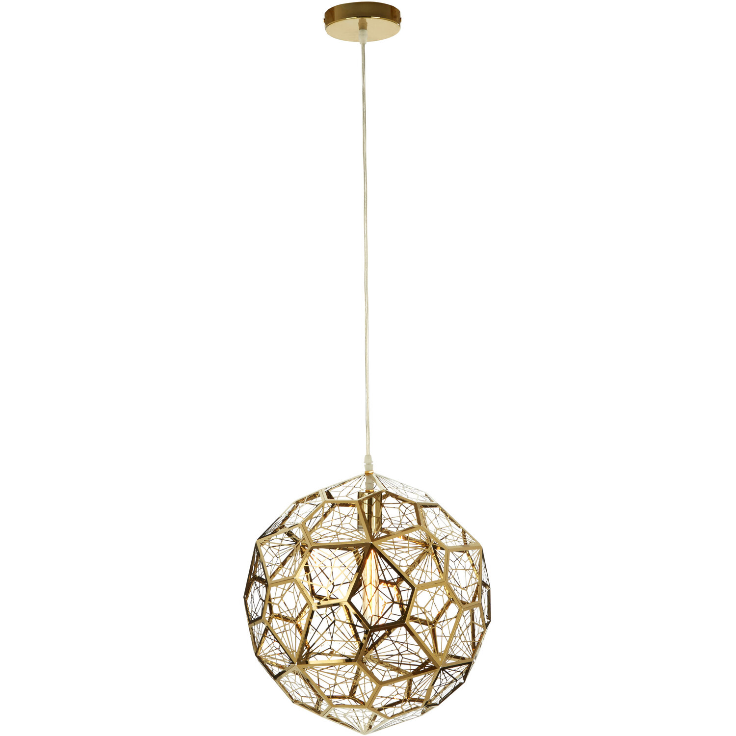 Orsina Titanium Stainless Steel Pendant Lamp, Gold Finish Geometric Ceiling Light, Single Bulb Fixture