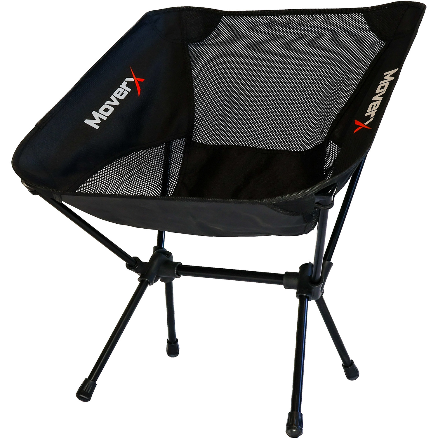 Moverx Ultra Lightweight Low Camping Chair - Capacity 150Kg, Black - Black
