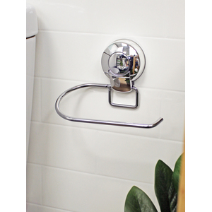 Showerdrape Suctionloc Chrome Steel Suction Wall Mounted Toilet Roll Holder