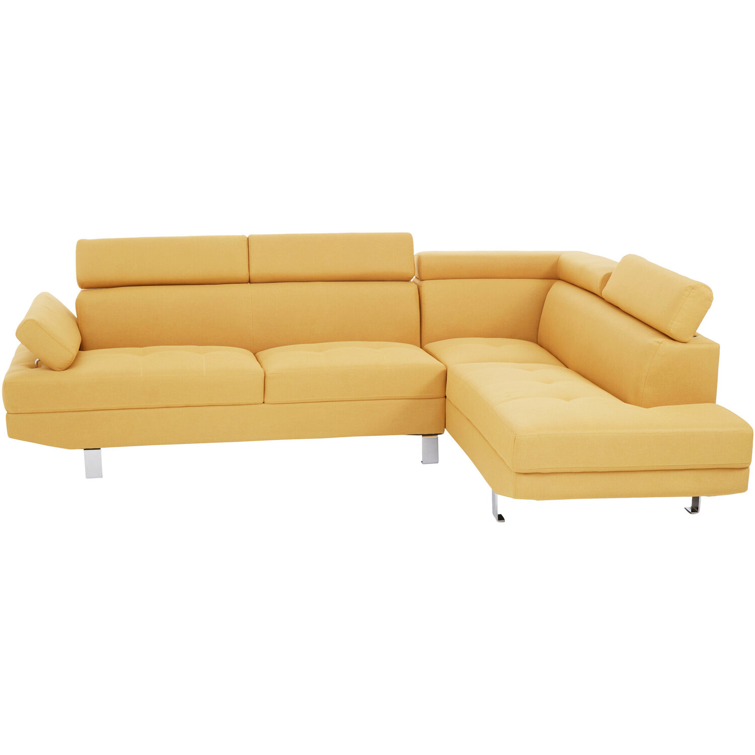 Hanover Ochre Linen Corner Sofa with Adjustable Headrests - Yellow