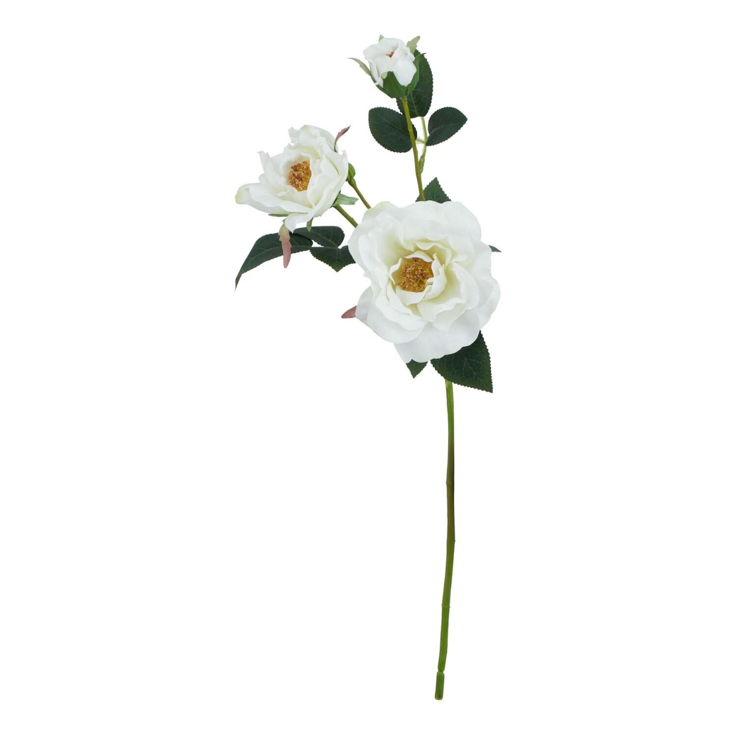 Set of 3 Tea Rose Artificial Flower Stems - White