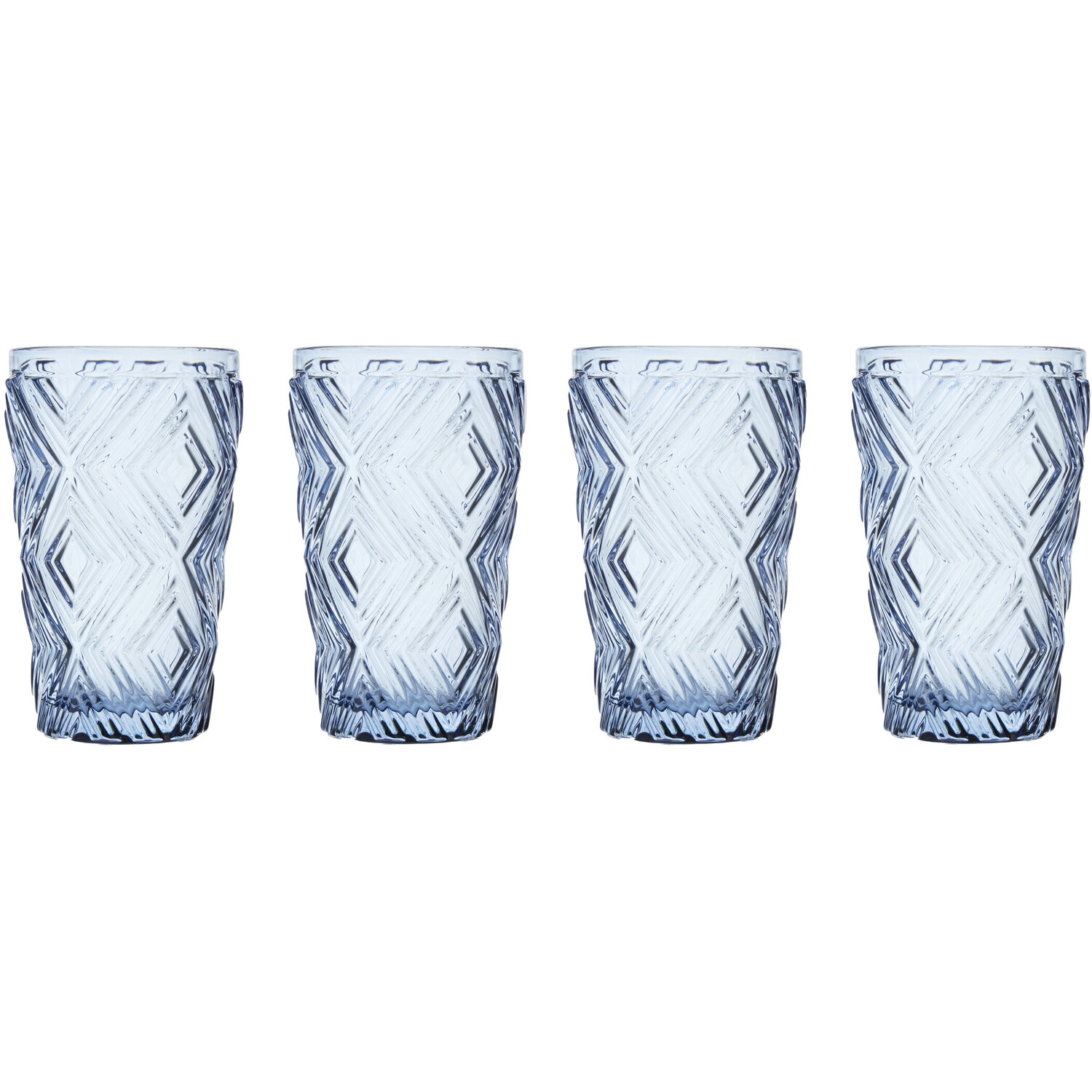 Fleur Set Of Four Blue Highball Glasses - Blue