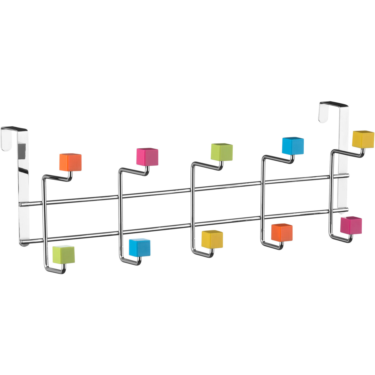 Jaxen Multicoloured Cubes 10 Hook Over Door Hanger - Multicolour