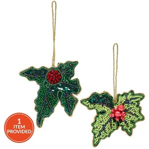 Beaded Holly Hanging Decoration