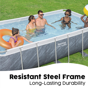 Bestway 13.3ft x 6.7ft x 39.5in Rectangular Steel Pro MAX Above Ground Pool Set