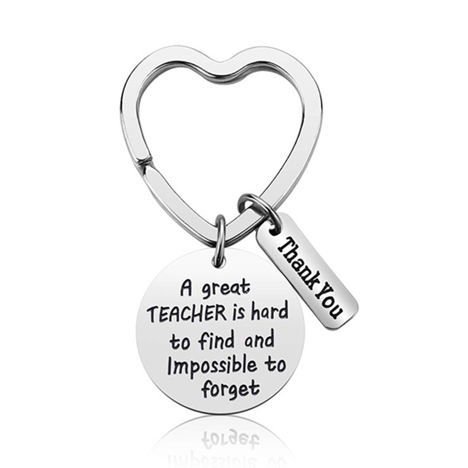 Heart Shaped Thank You Teacher Keyring - Silver / Hard to Find x1
