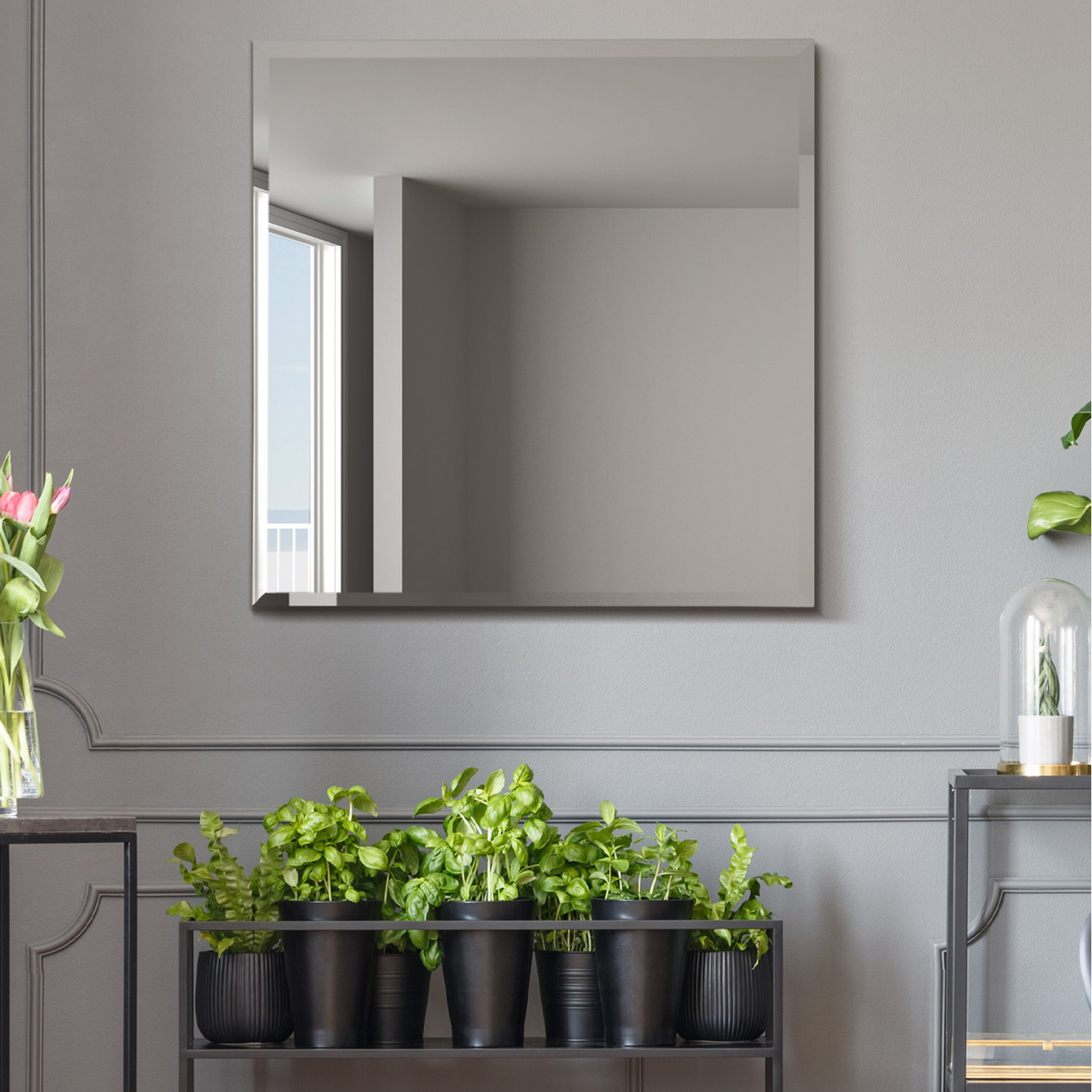 Image of Moderni All Glass Frameless Bevelled Square&hellip;