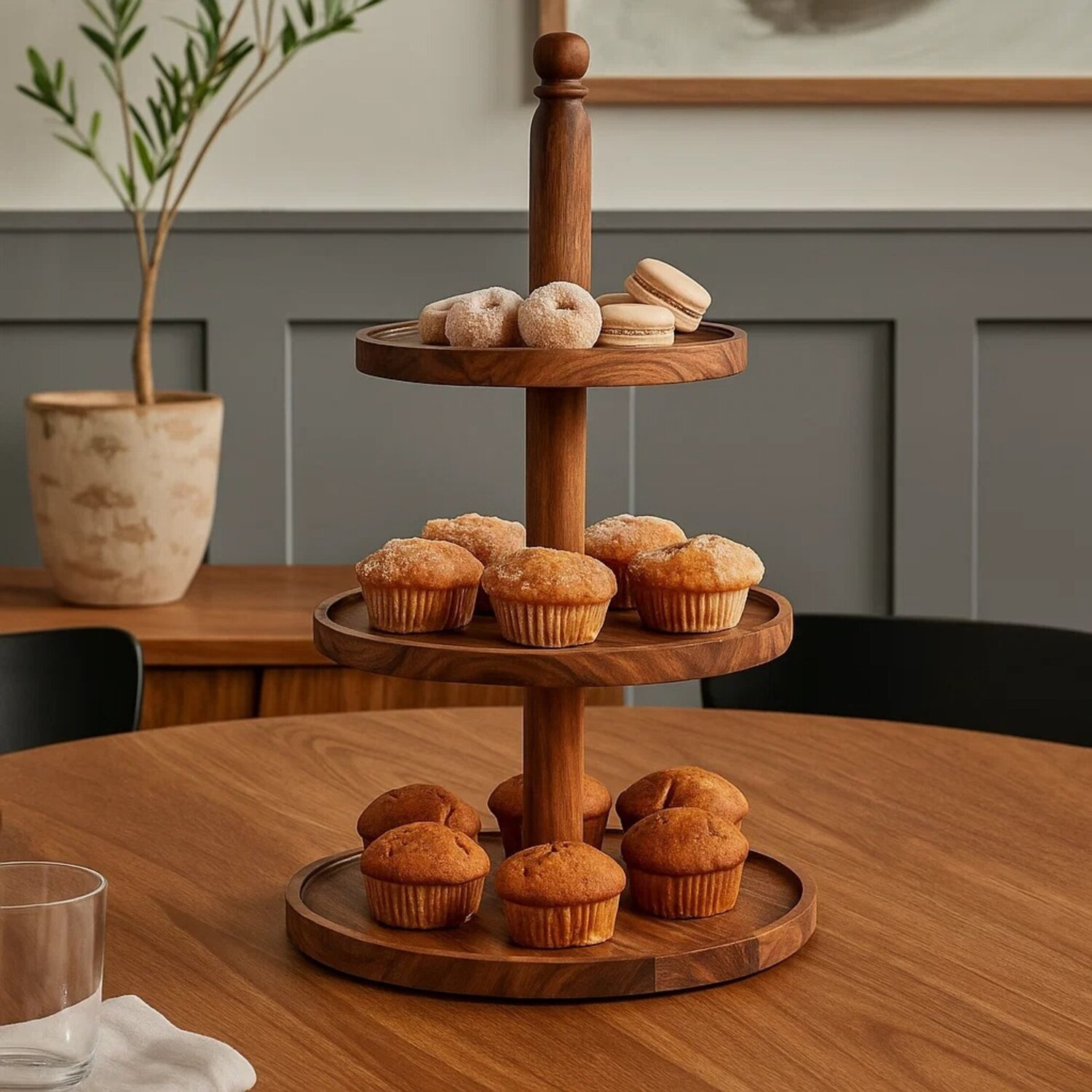 Image of Kora Sheesham Wood Three Tier Cake&hellip;