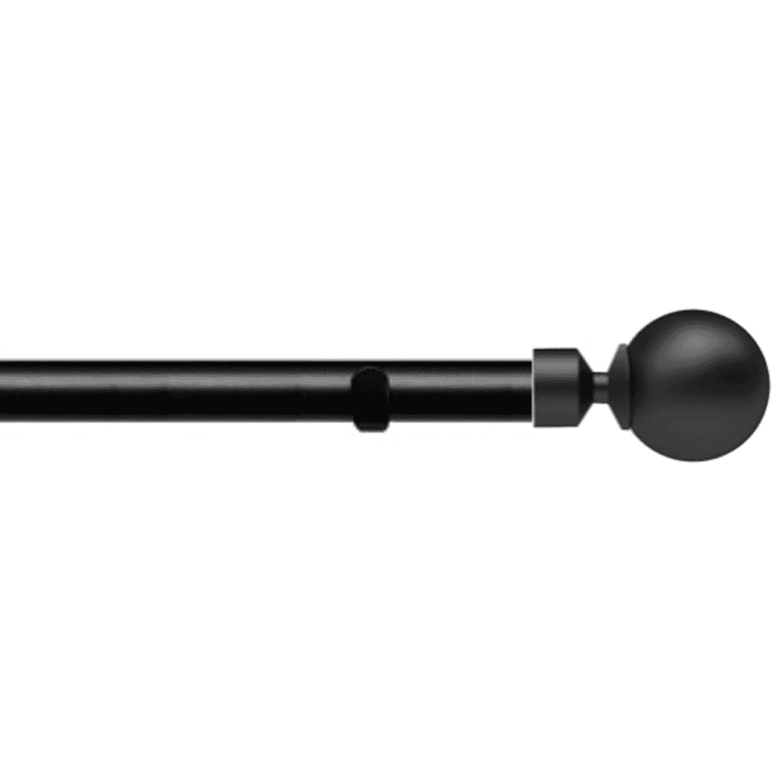 28mm Fixed Length Metal Eyelet Curtain Pole Set - Met Ball Finial - Black / 350cm