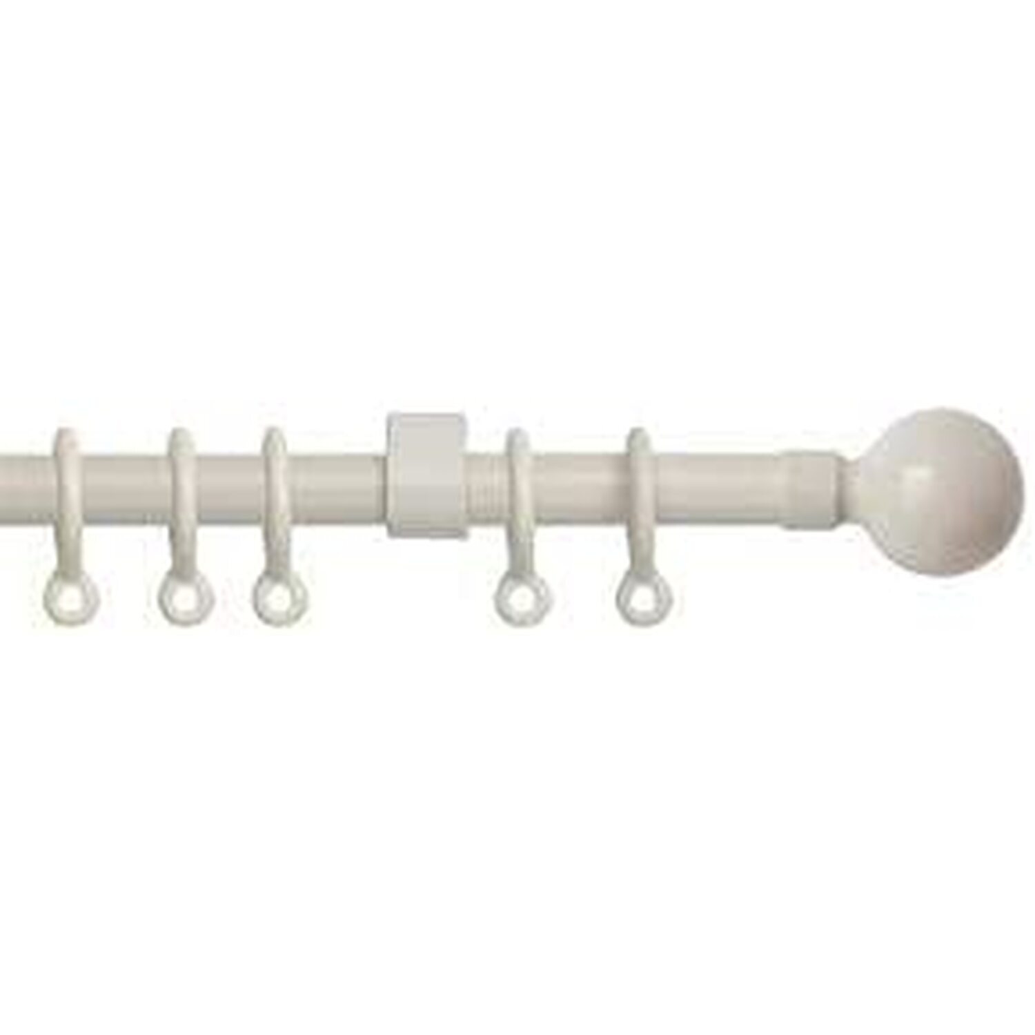 New Edge Blinds Exenteable Metal Curtain Pole 13-16mm 120cm - 210cm Cream Ball, Cream