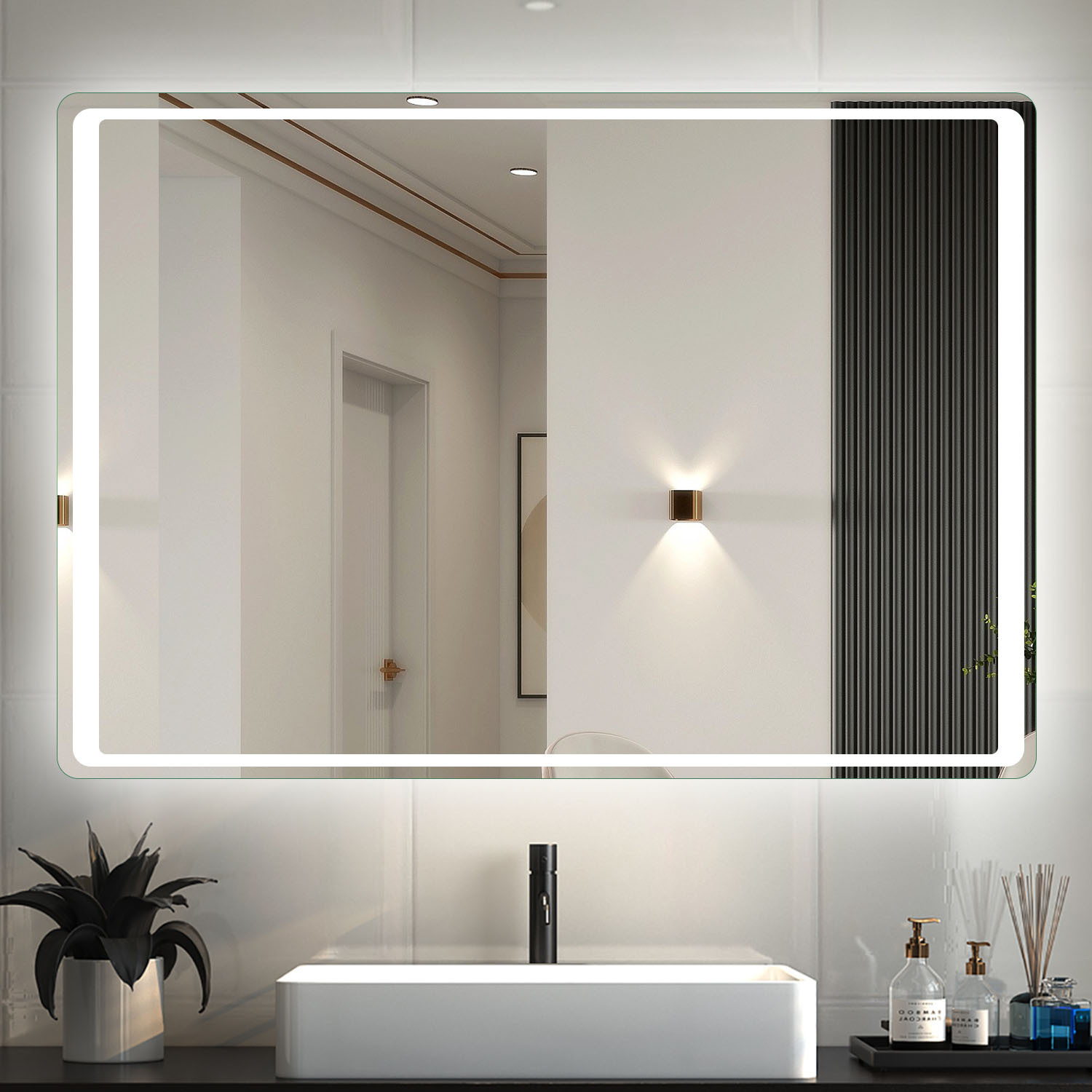 Illuminated Led Bathroom Mirror With Ir Motion Switch - White 65x90cm