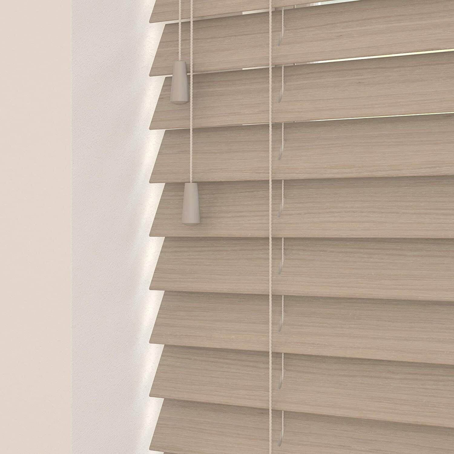 Wooden Venetian Blinds With Strings - Northern Oak / 165
