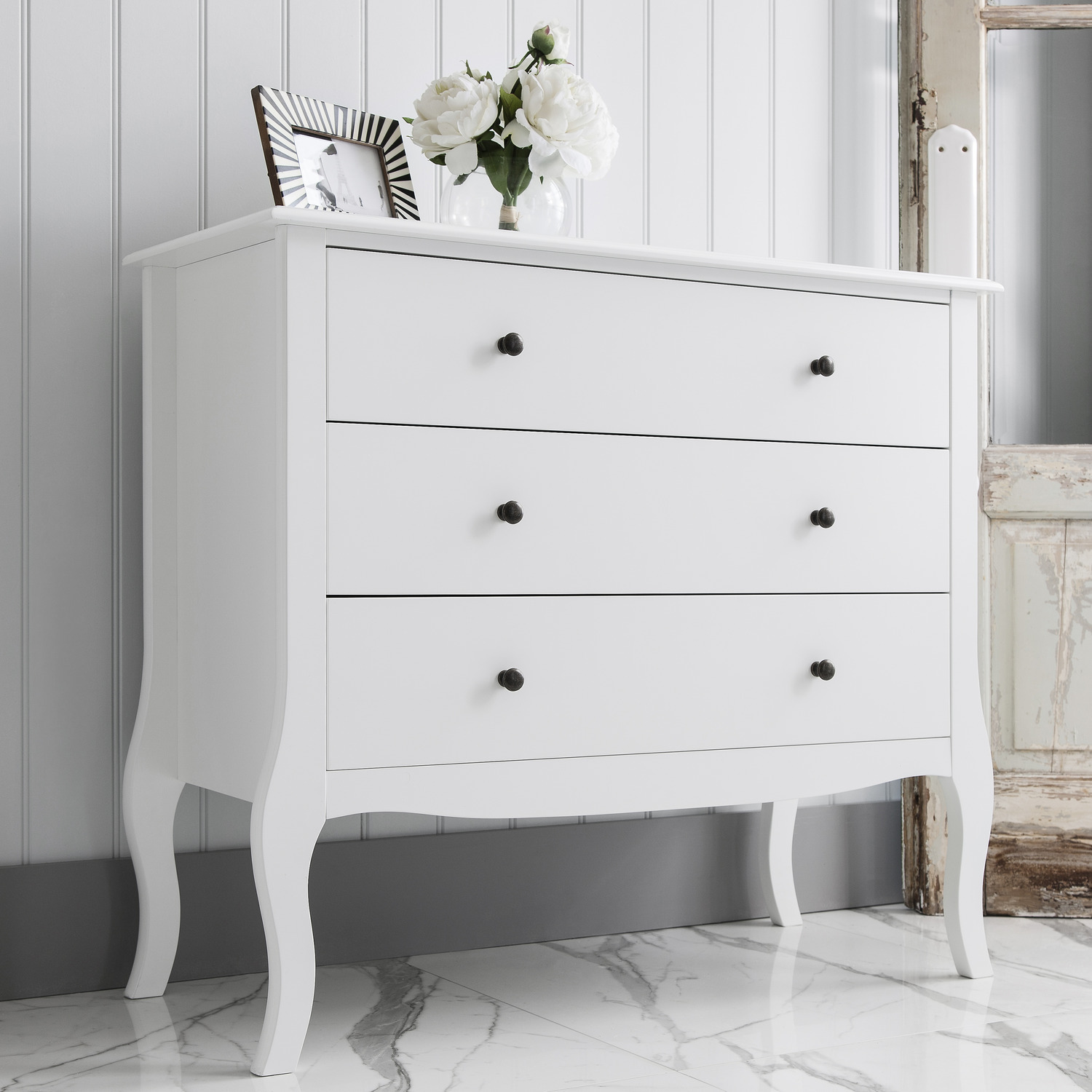 Camille Chest Of Drawers 3 Drawer In Classic White - White