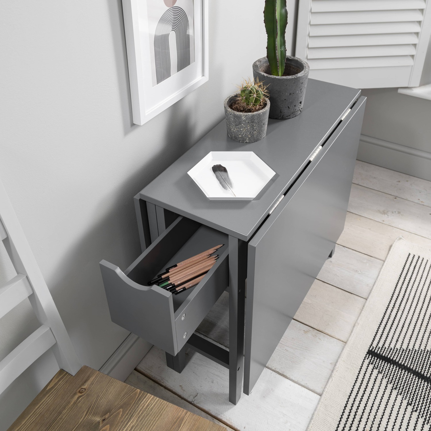Gustav Folding Dining Table In Silk Grey - Grey