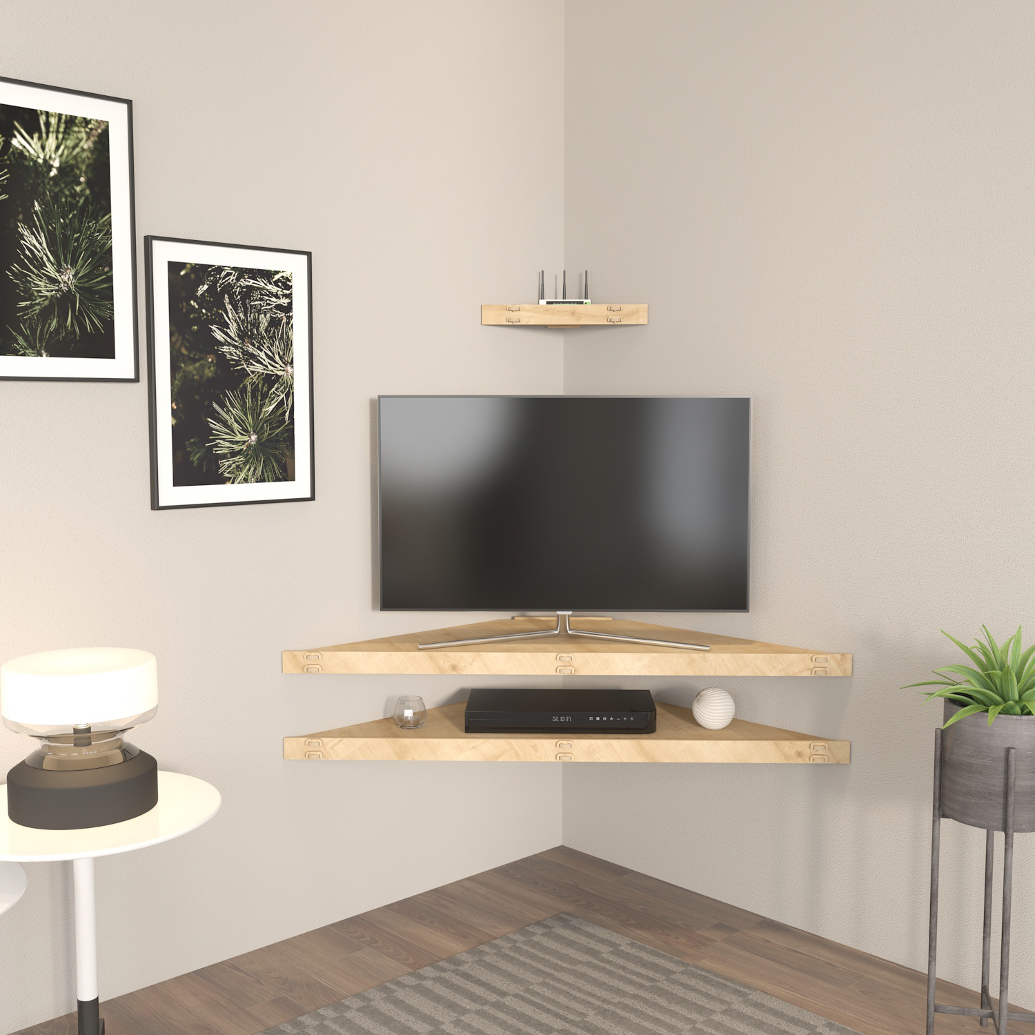 Mensi Corner Tv Unit - Sapphire Oak Pattern
