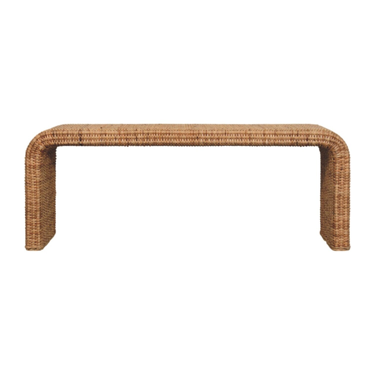 Artisan Furniture Solid Wood Rattan Weave Bench - Oak-Ish