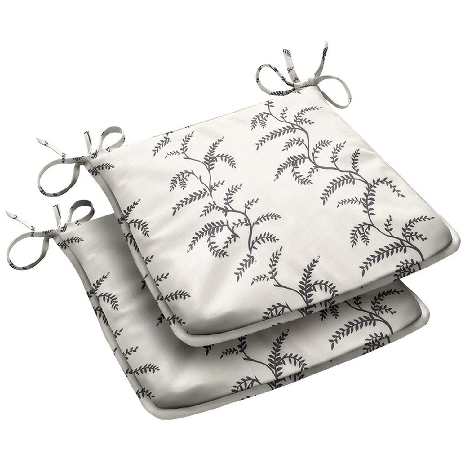 Livinluxury Linen Fern Outdoor Tapezoid Shape Seat Pad - Grey/White