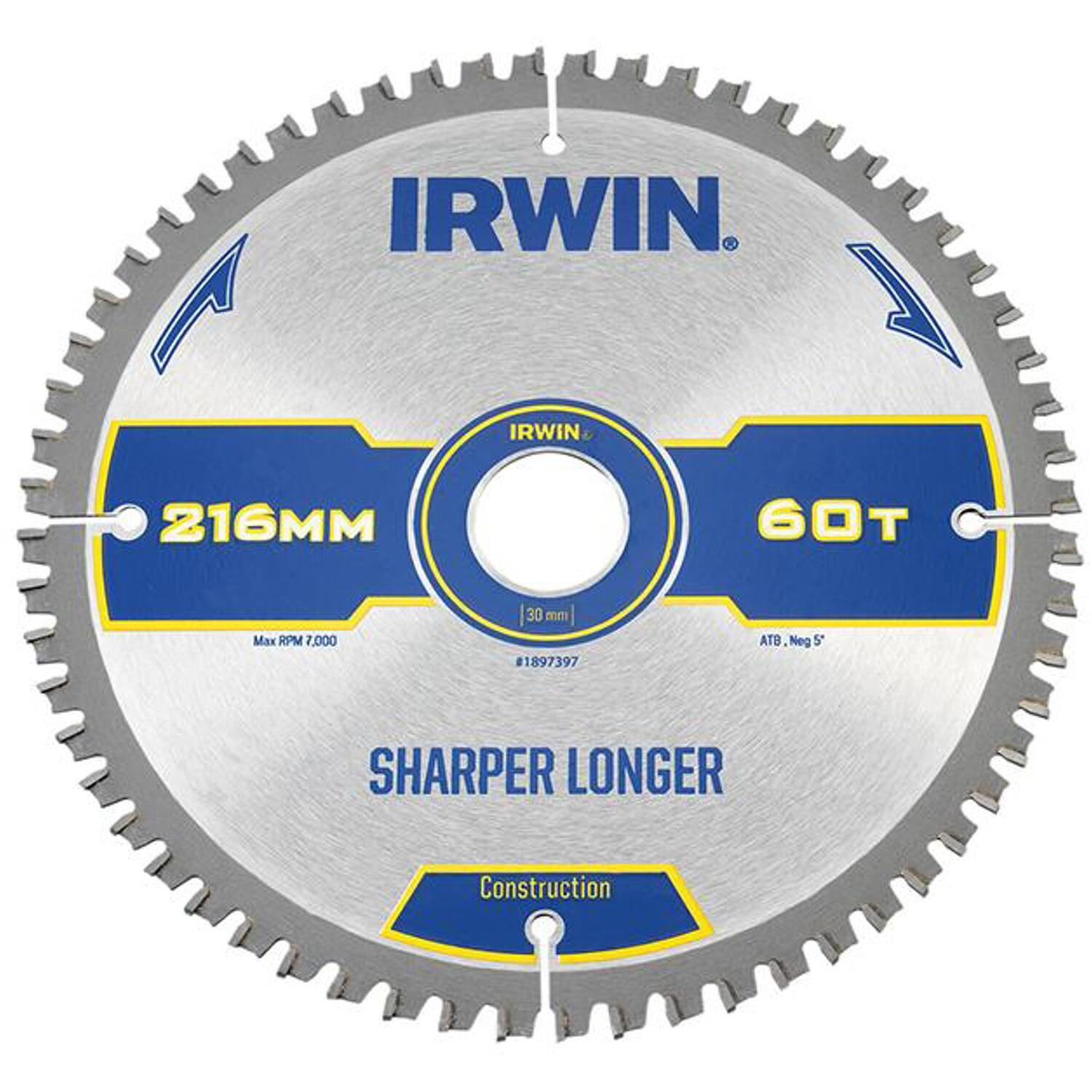 B&Q - Construction Mitre Circular Saw Blade 216 X 30mm X 60T Atb/neg Irw1897397 - Image 8