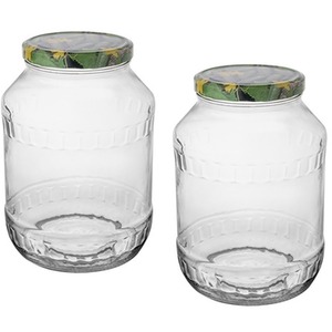 Set of 2 Glass Storage Jar With Decorative Lid