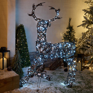 Rattan Effect LED Stag Decoration