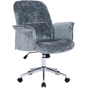 Chenille Upholstered Office Chair with Armrests and Castors