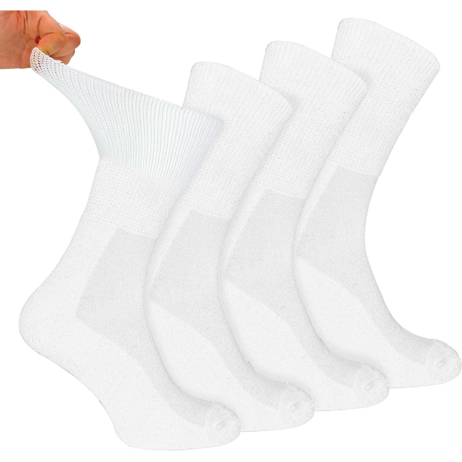 Dr.socks 4 Pack Extra Wide Non Elastic Bamboo Diabetic Socks - White / 6-8 A