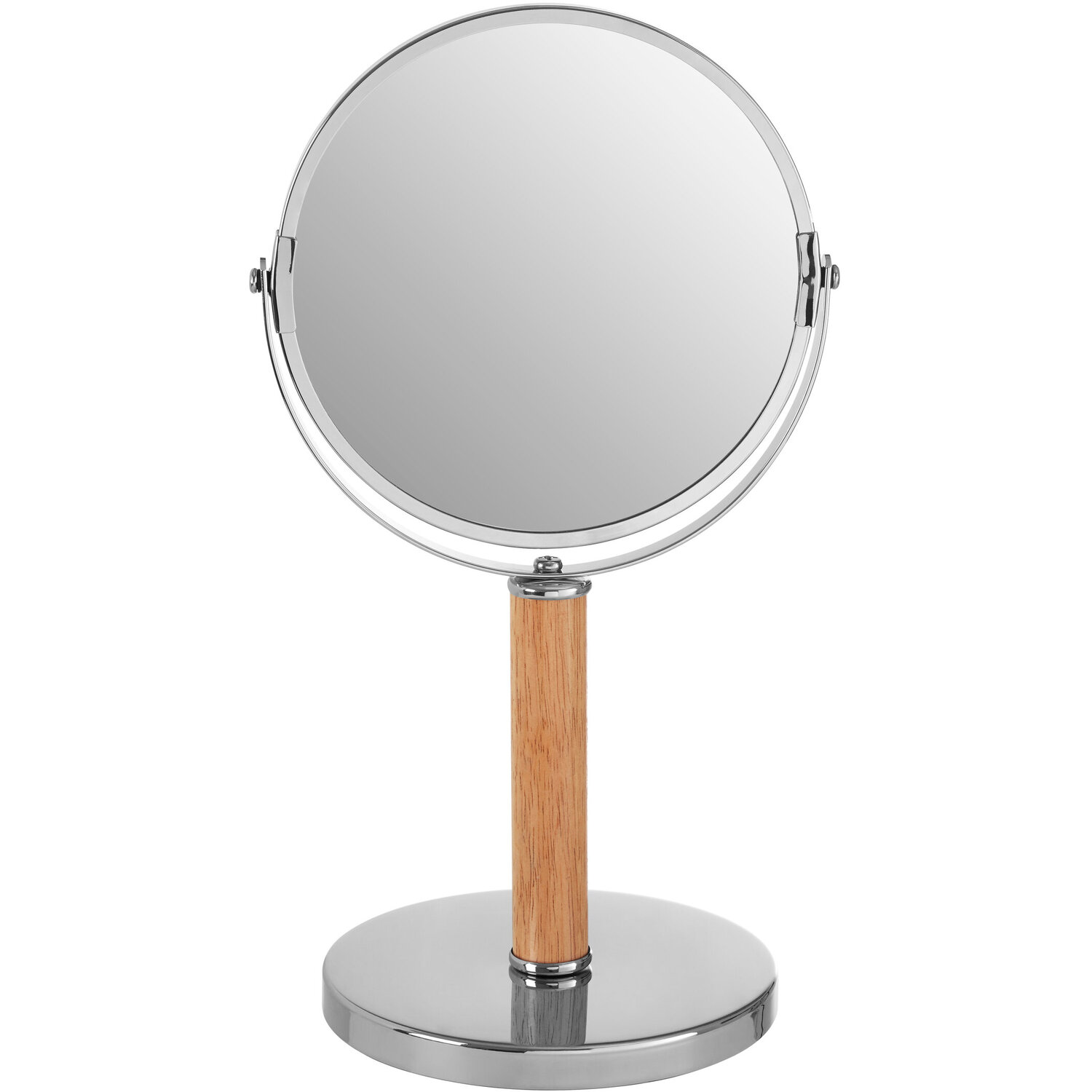 Maison By Premier Cassini Chrome And Rubberwood Table Mirror - Silver