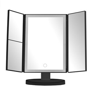Cassini Tri Fold Black LED Table Mirror