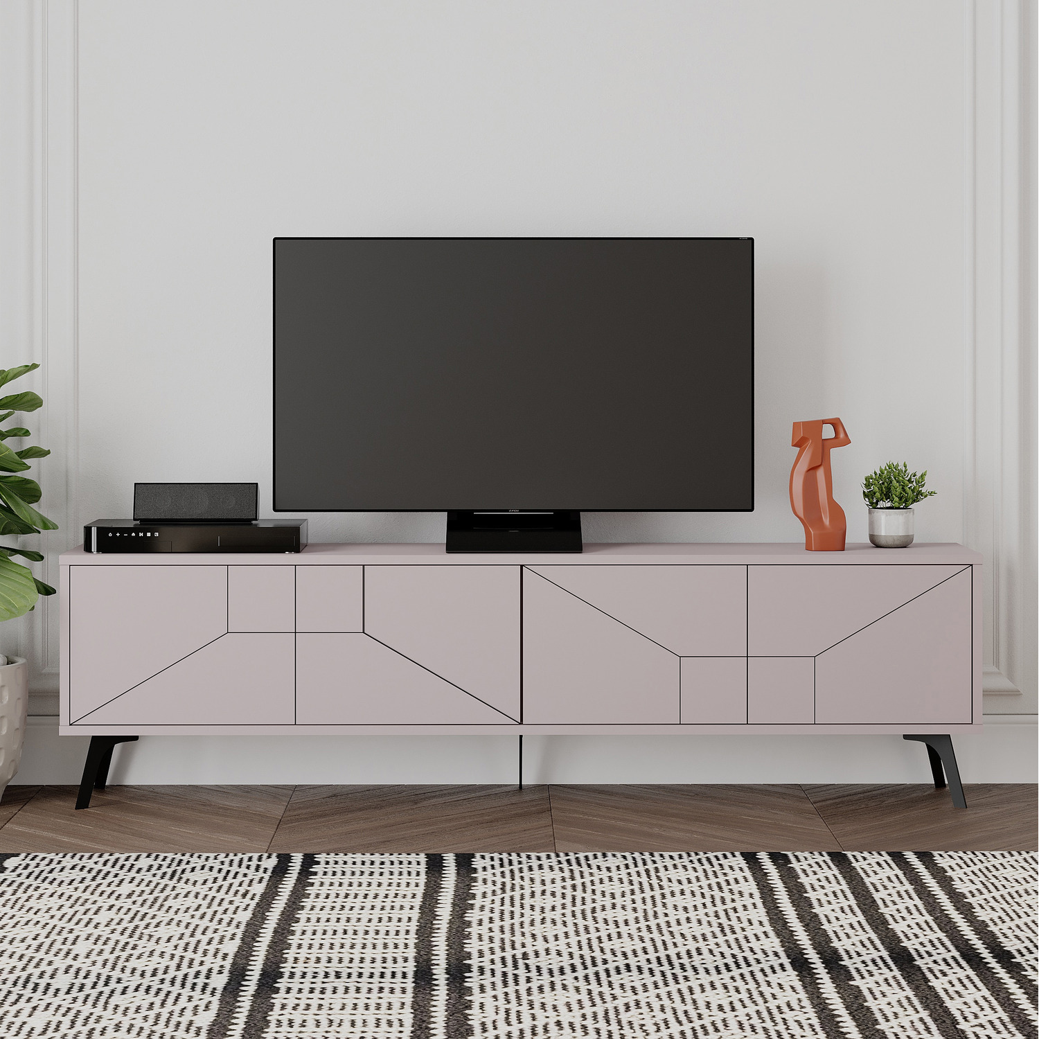 Decortie Dune Modern Tv Stand Multimedia Centre Tv Unit - Mocha Grey