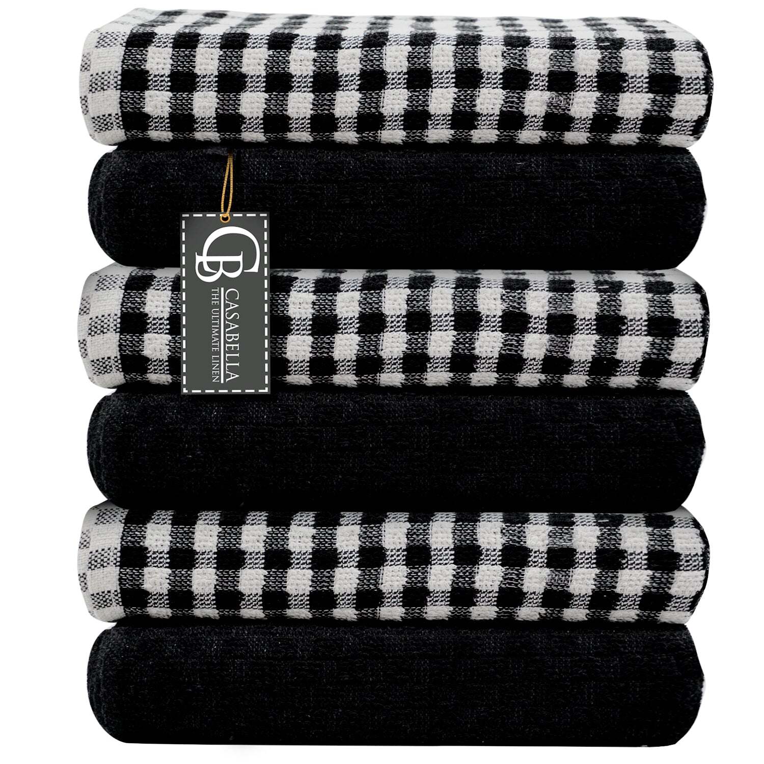 Casabella 6 Navy Tea Towels - Black